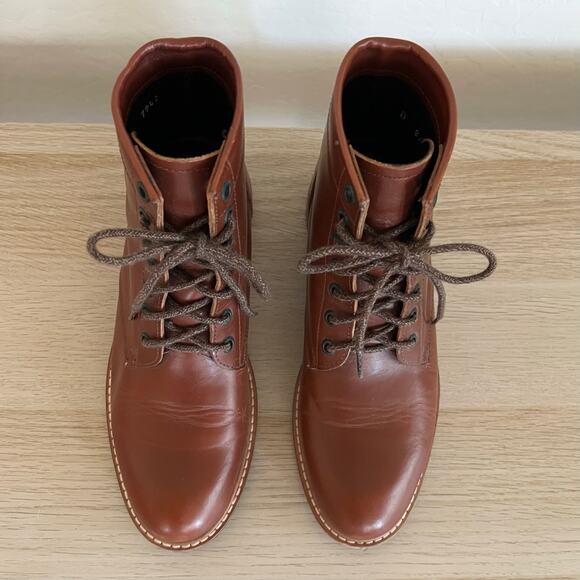 Nisolo Amalia All Weather Leather Lace Up Ankle Boots Brandy Brown Size 8 - Picture 3 of 6